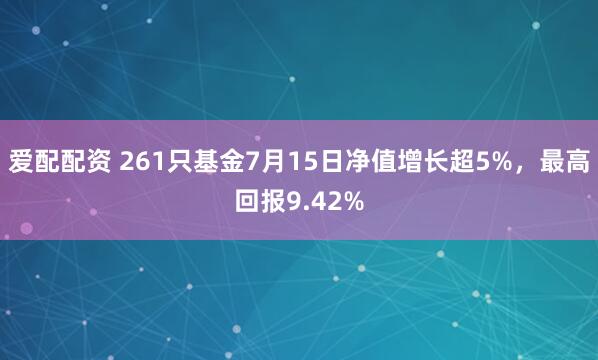 爱配配资 261只基金7月15日净值增长超5%，最高回报9.42%