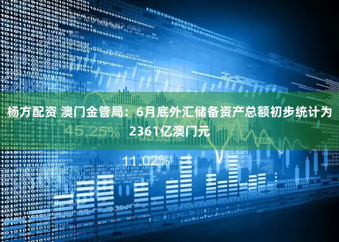 杨方配资 澳门金管局：6月底外汇储备资产总额初步统计为2361亿澳门元